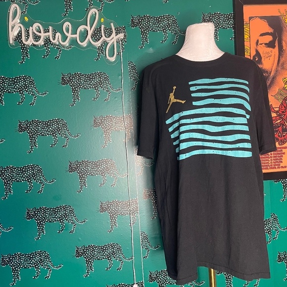 Mens Nike Air Jordan Retro Liberty Tee Blue Flag Jumpman Cotton T-Shirt Size M - Picture 1 of 8